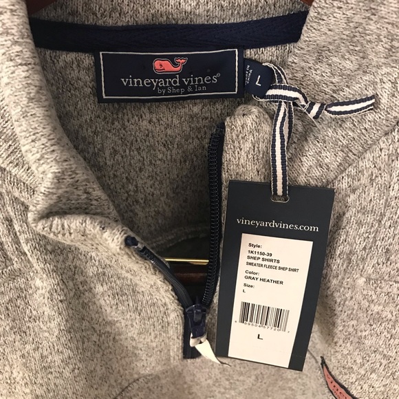 Vineyard Vines Sweater Fleece Shep Shirt NWT L GRY - Picture 4 of 6